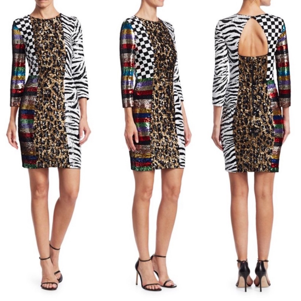 Alice And Olivia Jae Multi Sequin Patchwork Keyho… - image 7